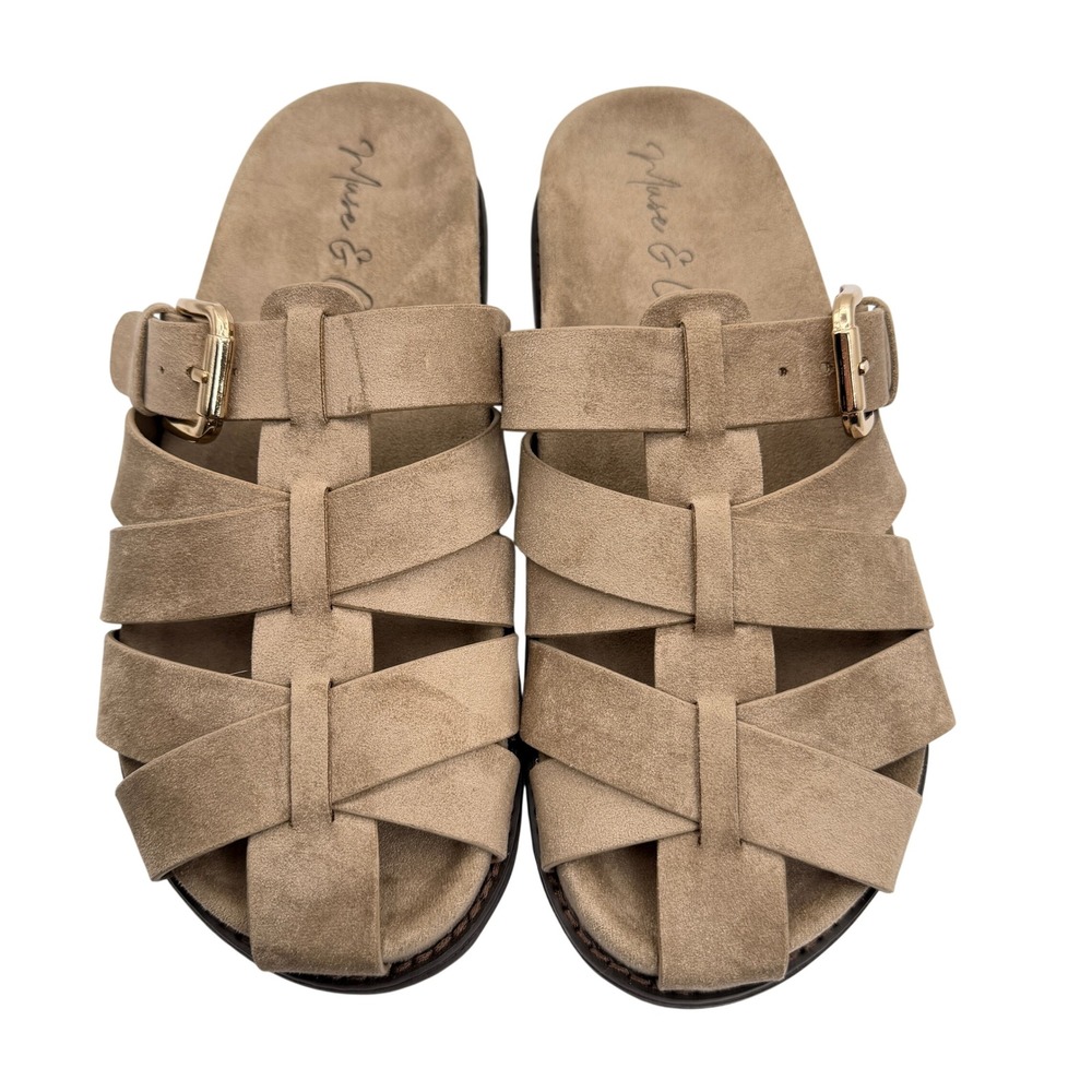 Muse & Co Womens Fisherman Clog Sandals 9 Taupe Buckle Slides Casual Boho